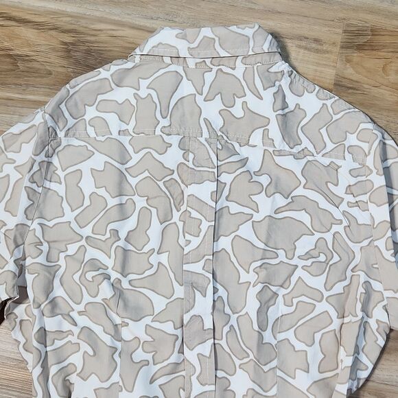 🔹️MG Silk Collection Cream & Tan 100% Silk Buttoned Shirt Dress Small - Picture 5 of 14